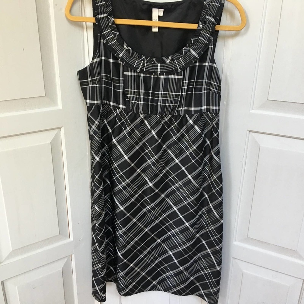 Fossil Black & White Plaid Sleeveless Silk Dress - Picture 2 of 9